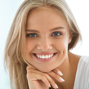 woman with white smile smiling
