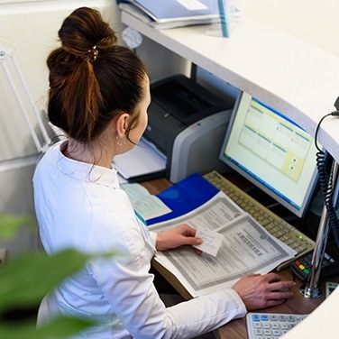 woman working on computer