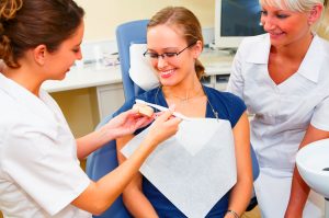 Smiling woman at a dental checkup