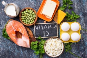 Table filled with vitamin D rich foods